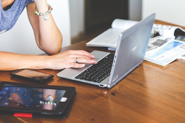 laptop and woman photo